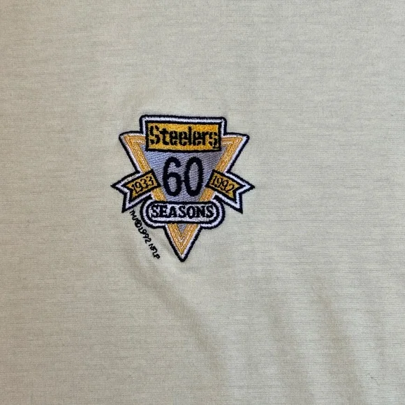 Vintage Steelers 60 Seasons Logo Polo Shirt Mens L Antigua NFL Football - Picture 2 of 6
